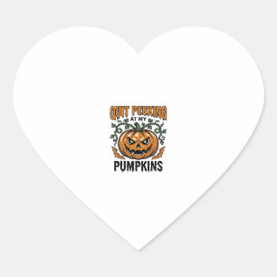 Adesivo Coração Camisa de Abóbora de Halloween Gravura Vintage Pia