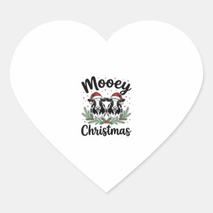 Adesivo Coração Camisa de Desenho de Natal Bovino Vintage Mooey