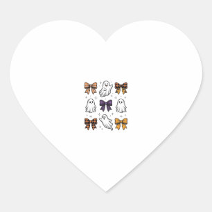 Adesivo Coração Camisa de Fantasmas e Laços de Halloween Vintage D