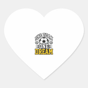 Adesivo Coração Camisa de Futebol Vintage One Team One Dream Desig