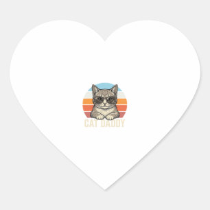 Adesivo Coração Camisa de Gato Legal Vintage Sunset Cat Daddy Desi