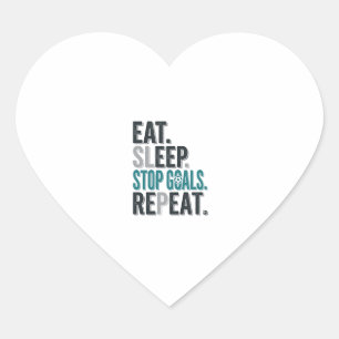 Adesivo Coração Camisa de goleiro de futebol retrô Eat Sleep Stop