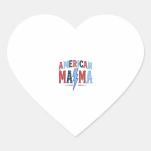 Adesivo Coração Camisa de Gravura Vintage Patriótica Mama American