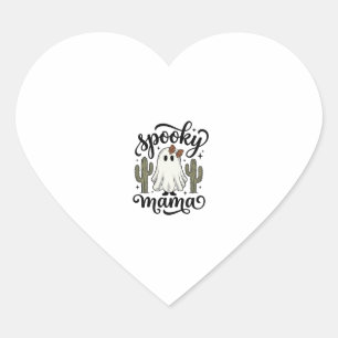 Adesivo Coração Camisa de Halloween Vintage Spooky Mama Ghost Cact