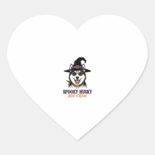 Adesivo Coração Camisa de Husky de Halloween Bruxa Cachorro Gráfic