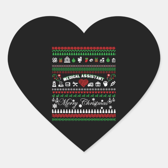 Adesivo Coração Camisa de Natal do Assistente Médico (Frente)