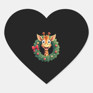 Adesivo Coração Camisa de Natal Festiva Cara de Meme de Girafa Ani