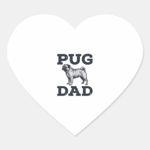 Adesivo Coração Camisa de Pai de Pug com Desenho de Gravura Vintag