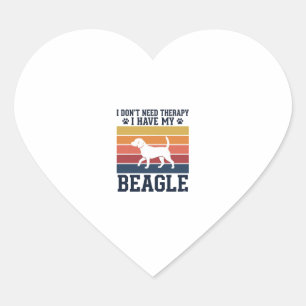 Adesivo Coração Camisa de Terapia de Cachorro Beagle Vintage Desig