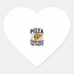 Adesivo Coração Camisa de Terror de Pizza Gravura Vintage Noite de