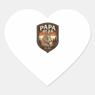 Adesivo Coração Camisa de Urso de Gravura Vintage Papa Bear Design