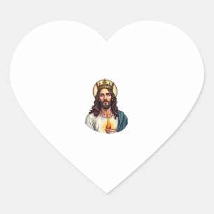Adesivo Coração Camisa Jesus Coroa Chama Gravura Vintage 2
