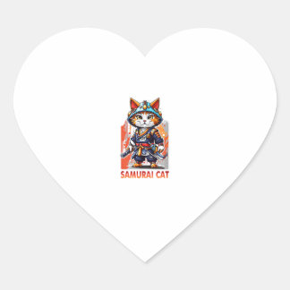 Adesivo Coração Camisa Kawaii Gato Samurai Ninja Bonita Japonesa