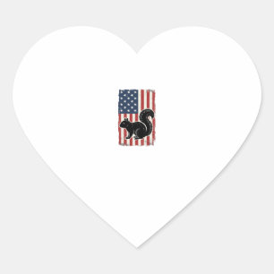 Adesivo Coração Camisa Patriótica de Esquilo da Bandeira Americana