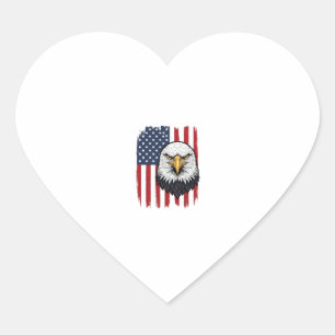Adesivo Coração Camisa Patriótica Vintage Eagle Bandeira Americana