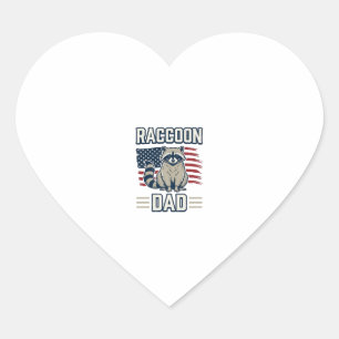 Adesivo Coração Camisa Patriótica Vintage Raccoon Pai Design_1