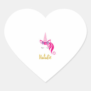 Adesivo Coração Camisa Unicórnio Natalie para Meninas Nome Persona