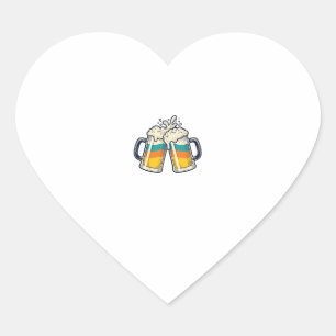 Adesivo Coração Camisa Vector de Caneca de Cerveja Arco-Íris Vinta