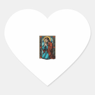 Adesivo Coração Camisa Vetorial Figura Religiosa Orando Vintage De