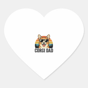 Adesivo Coração Camisa Vintage Corgi Pai Gravação Amante de Cachor