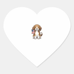 Adesivo Coração Camisa Vintage de Cachorro Beagle com Bandeira Ame