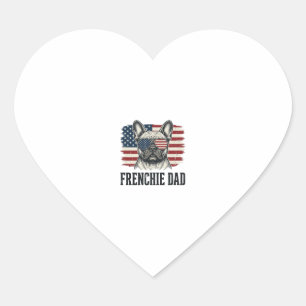 Adesivo Coração Camisa Vintage Frenchie Dad Patriótica Bulldog_1