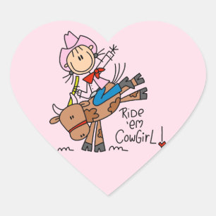 Adesivo Coração Camisas e Presentes Ride Em Cowgirl