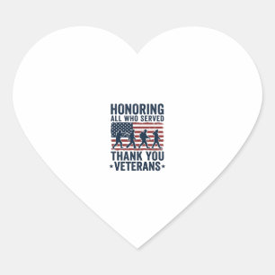 Adesivo Coração Camiseta Agradecendo a Todos os Veteranos que Serv