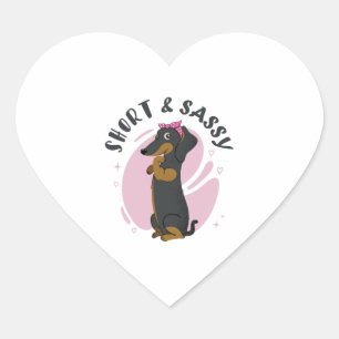 Adesivo Coração Camiseta Clássica Dachshund Curta e Sassy (1)