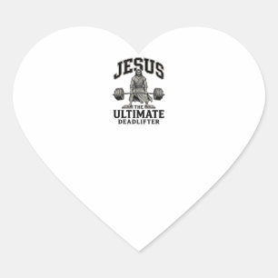 Adesivo Coração Camiseta de ginásio vintage Jesus Ultimate Deadlif