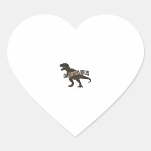 Adesivo Coração Camiseta Desenho de Gravura Vintage Daddysaurus Di