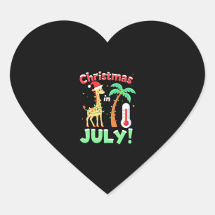 Adesivo Coração Camiseta engraçada de Natal em julho Santa Girafa