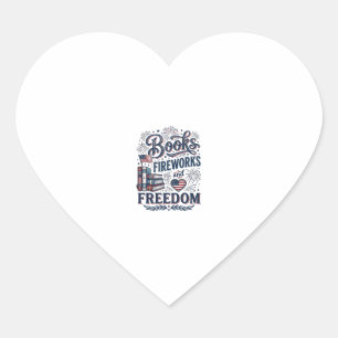 Adesivo Coração Camiseta Leitor Patriótico Livros Fogos de Artifíc