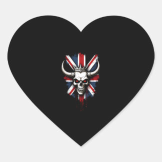 Adesivo Coração Camiseta Premium do Crânio Britânico Bandeira da I