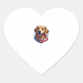 Adesivo Coração Camiseta Vintage do Golden Retriever Estrelado