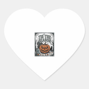 Adesivo Coração Camiseta Vintage Halloween Abóbora Gato É a Tempor