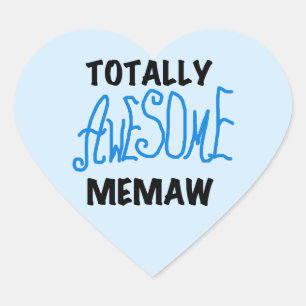 Adesivo Coração Camisetas e Presentes Totally Awesome Memaw Azuis