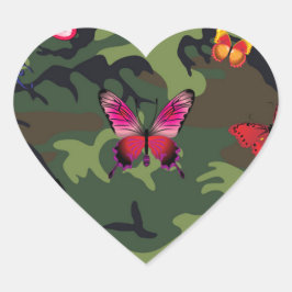 Adesivo Coração camuflagem de borboletas