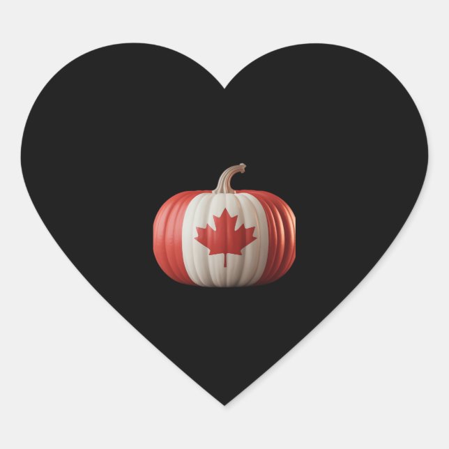 Adesivo Coração Canadiano Flag Pumpkin Maple Leaf Thankplaying Ove (Frente)