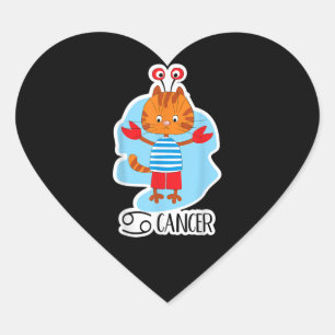 Adesivo Coração Cancer - Símbolo Zodiac - Astrologia Gata Cuta Ho