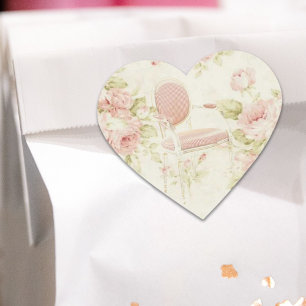 Adesivo Coração Candelabro floral do rosa do vintage de Budoir do