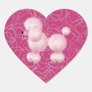 Adesivo Coração Caniche cor-de-rosa