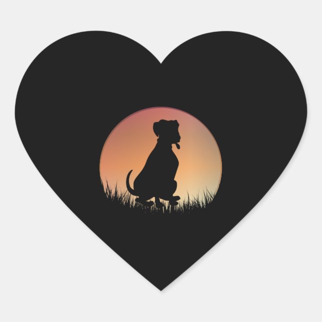 Adesivo Coração Canina Silhuette Sunset (Frente)