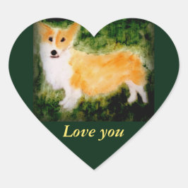 Adesivo Coração Cão Arte Cute Corgi Amor Personalizado