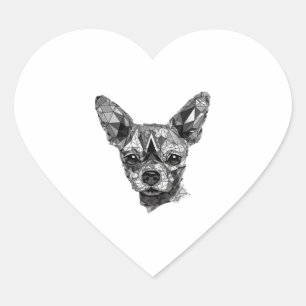 Adesivo Coração Cão de Arte Geométrica de Chihuahua Mosaic