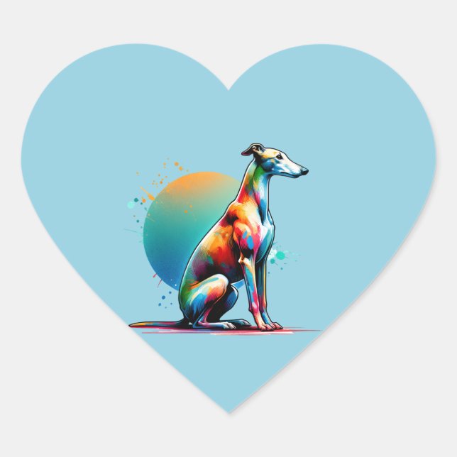 Adesivo Coração Cão de Greyhound (Frente)