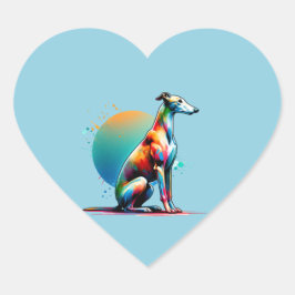 Adesivo Coração Cão de Greyhound