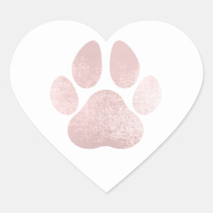 Adesivo Coração Cão Pet Lover Paw Rosa Coração Branco