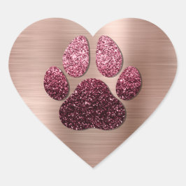 Adesivo Coração Cão Pet Paw Rosa Burgund Glitter Heart Spark