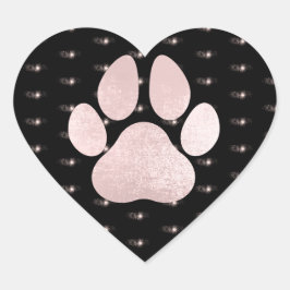 Adesivo Coração Cão Pet Paw Rosa Burgund Glitter Heart Spark